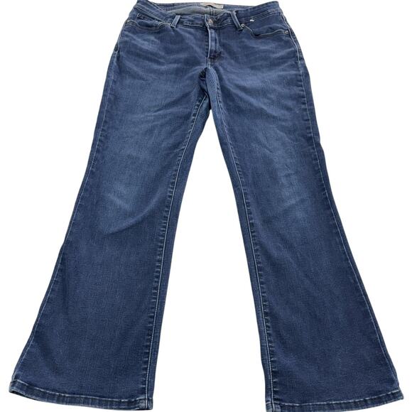 Levis 529 Curvy Bootcut Jeans Womens Size 14 Blue Stretch Denim Flare Mid Rise - Picture 1 of 8